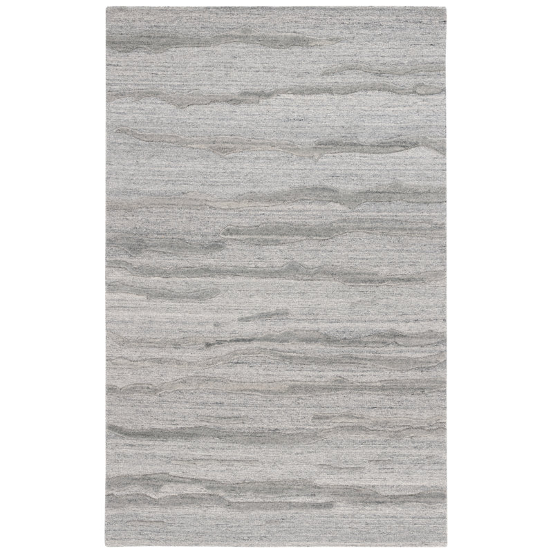 Mariand Abstract Hand Tufted Wool/Cotton Abstract Rug in Gray, Rectangle 4' x 6'