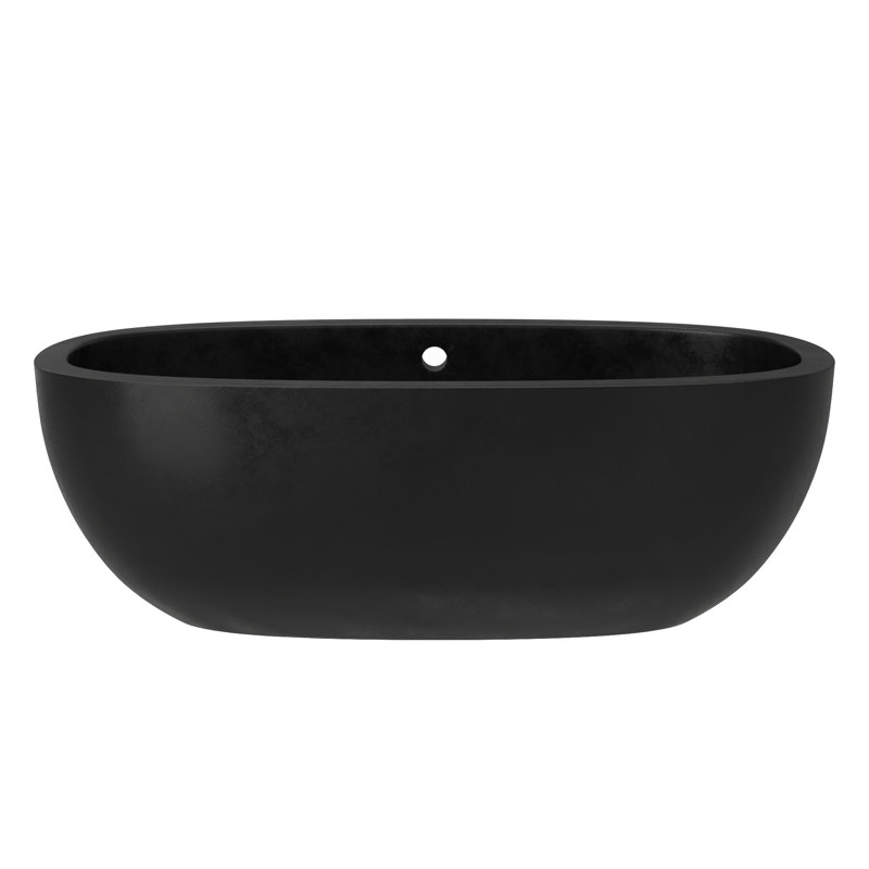 Avalon NativeStone Freestanding Soaking Cement Bathtub, Charcoal, 23" H x 36" W x 72" L