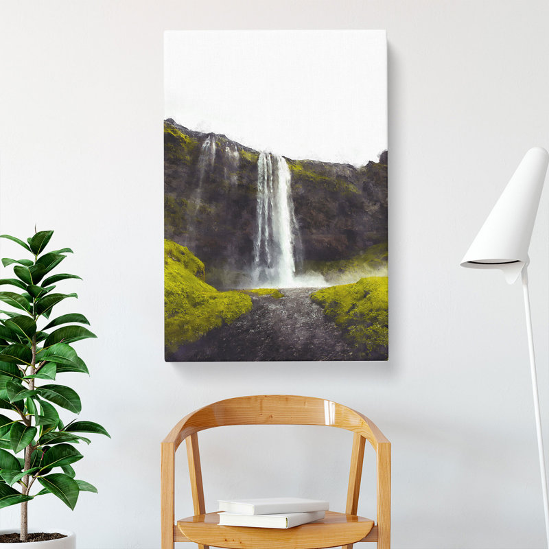 Waterfall In Seljalandsfoss Iceland - Wrapped Canvas Print, 60cm H x 40cm W x 3cm D