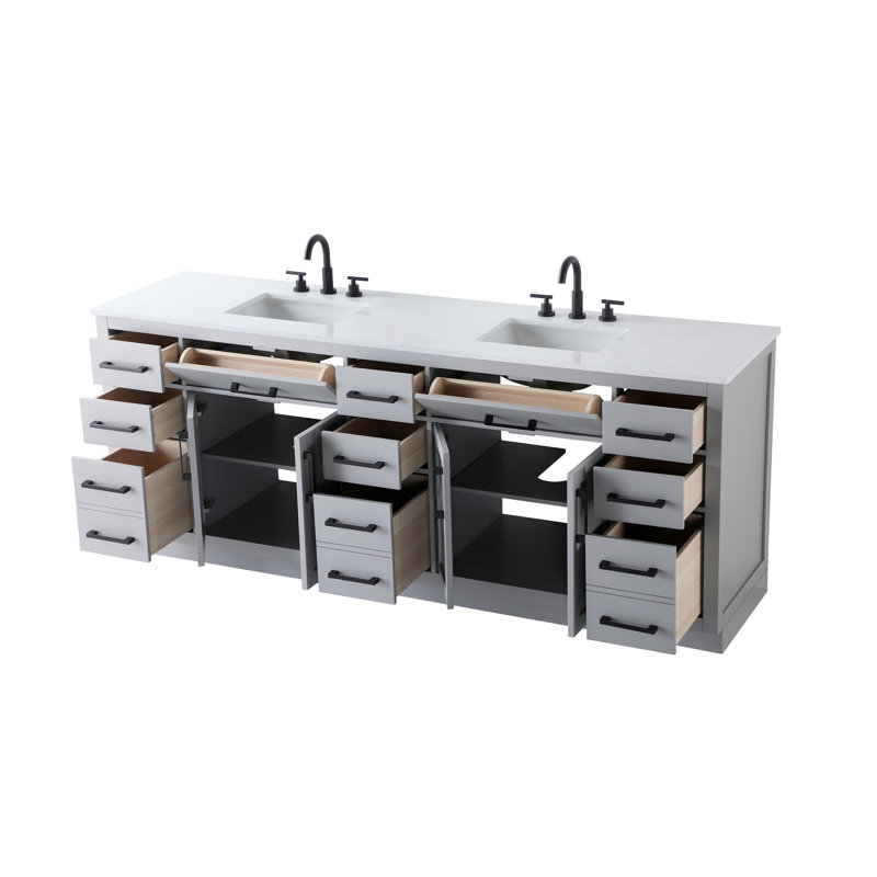 Meuble-lavabo double 84 po Ahner, Gris
