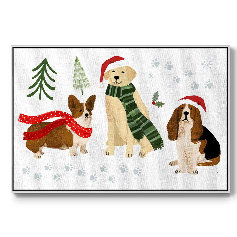 " Holidogs Collection A ", 25" H x 37" W x 2" D, White