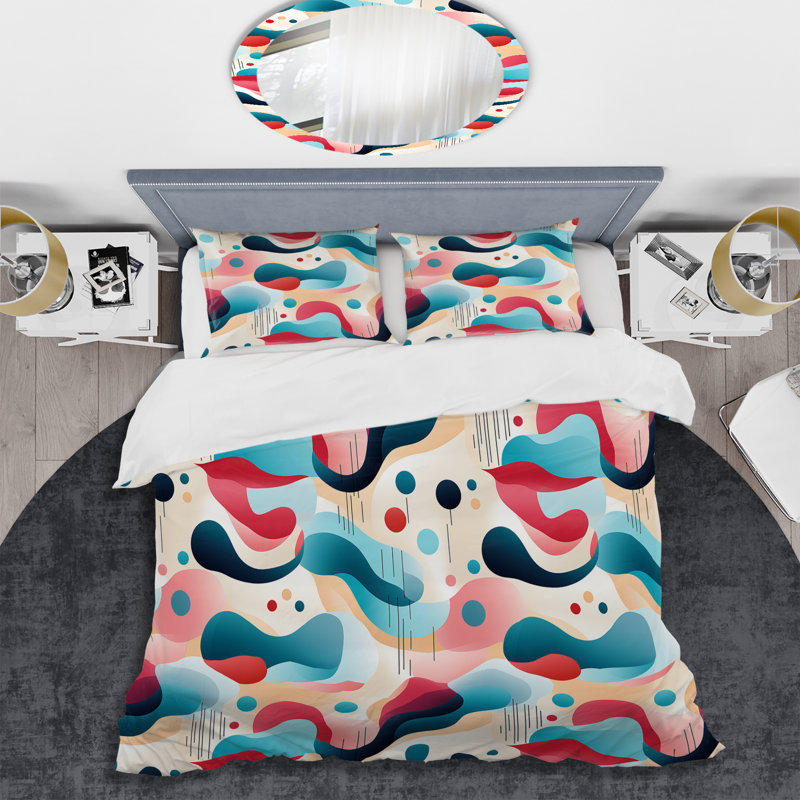 Soft Color Multicolor Abstract Neutrality Wave IV Duvet Cover, Twin Duvet Cover + 1 Standard Sham