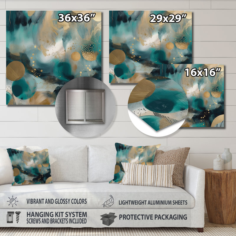 Glam Abstract Wall Decor on Metal, 23" H x 23" W x 1" D