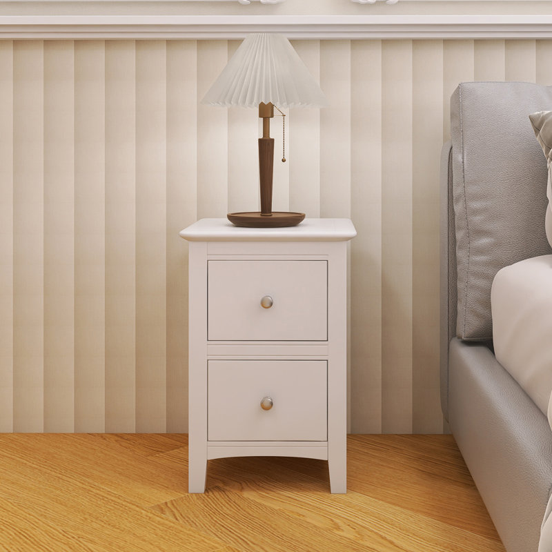 Table de chevet blanche avec 2 tiroirs