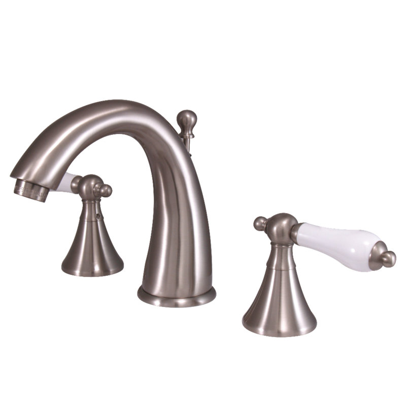 Robinet de salle de bain à large entraxe avec drain St. Regis, Nickel brossé