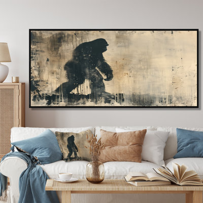 «Black Beige Shadow Silhouette Bigfoot», impression d'art mural Bigfoot