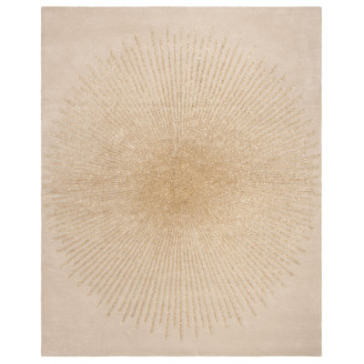 Tapis beige / beige en laine touffeté à la main Amier