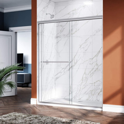 46 1/2-48 In. X 72 In. Double Sliding Shower Doors Bypass Sliding Shower Door With 1/4 In. Clear Glass, Brushed Nickel Sliding Bathroom Door