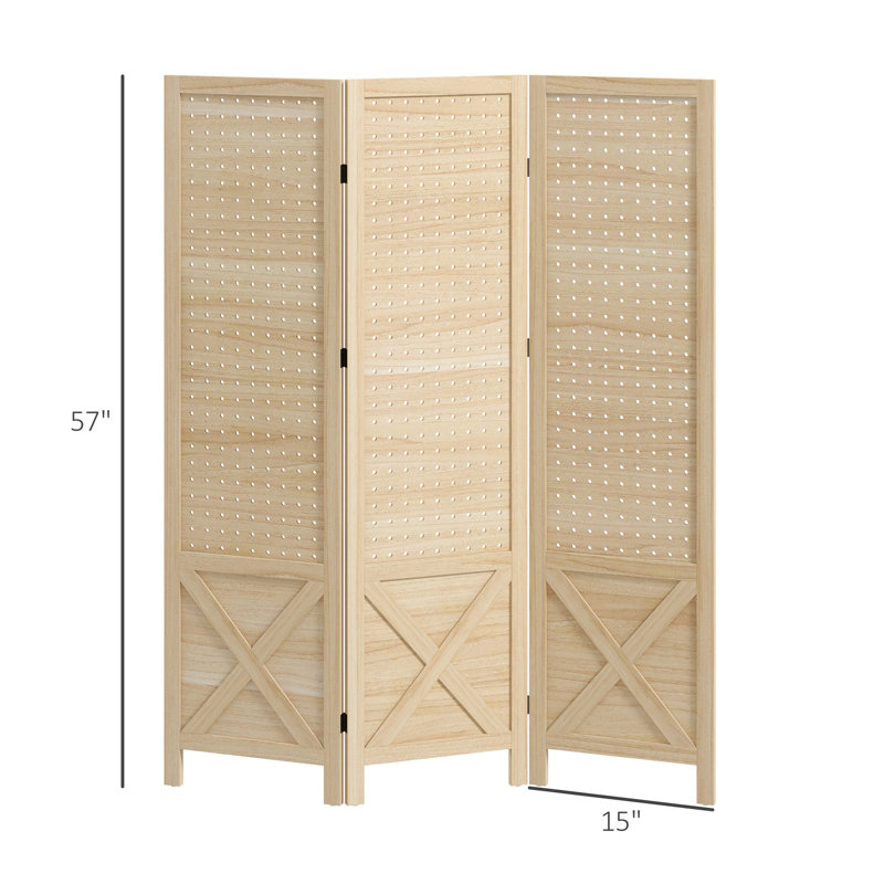 3 Panel Portable Privacy Wall, 4.7' Tall Natural Wood Screen For Home Office With And Efficient Space Utilization Screen, Folding Partition, Material