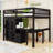 Wooden Loft Bed With Built-In-Desk And Stairs-52340991-52340989