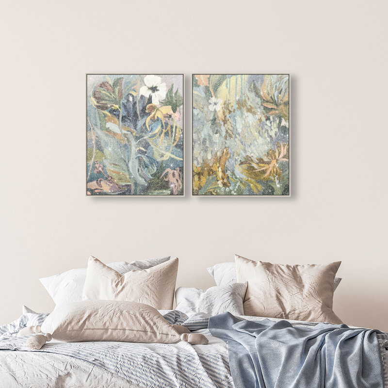 Moss Overlap Set Set by Oliver Gal, 42"H x 34"W, Silver Floater Frame