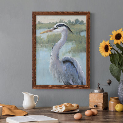 «Blue Heron Portrait I», toile encadrée de qualité supérieure - prête à être accrochée