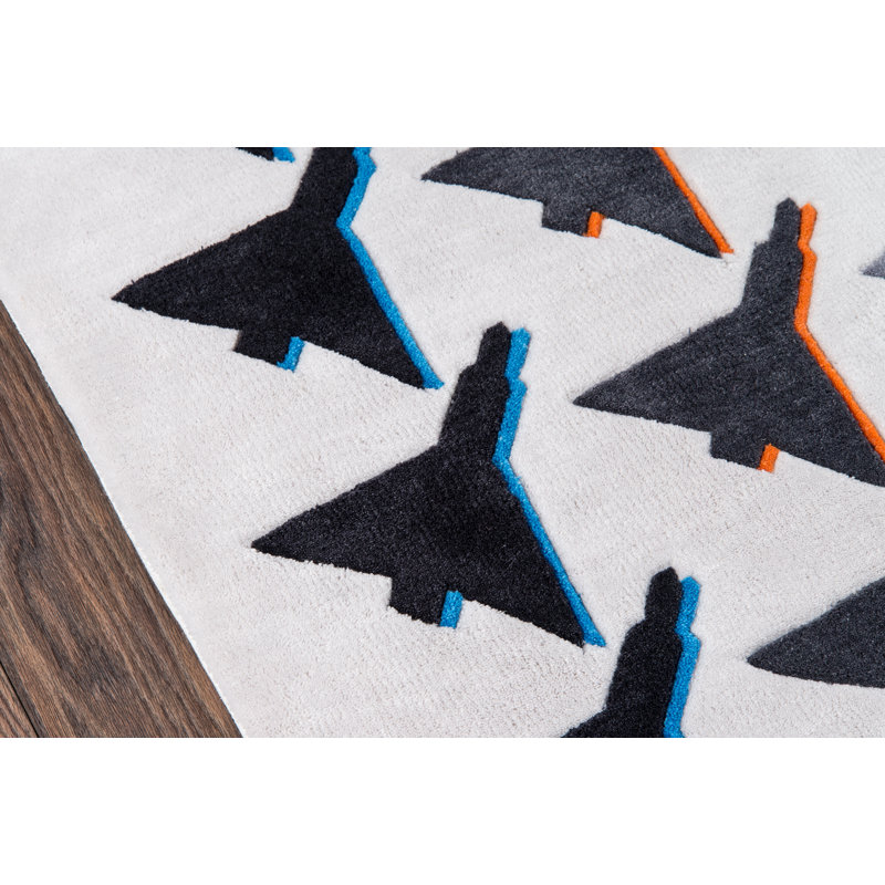 Tapis gris touffeté à la main Lulu, Rectangle 7 pi 6 po x 9 pi 6 po