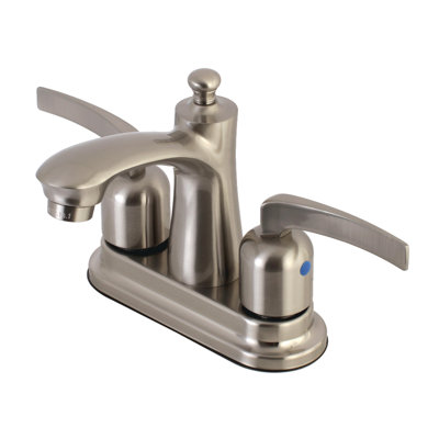 Kingston Brass Centurion Two-Handle 3-Hole Deck Mount 4" Centerset Bathroom Faucet with Plastic Pop-Up