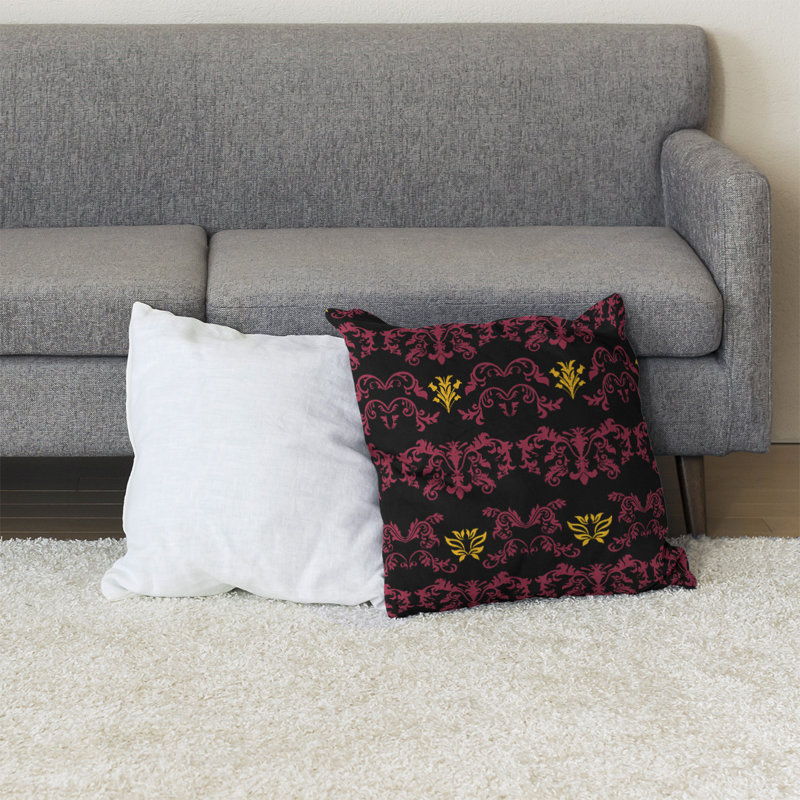 Housse et insert de coussin carré Arizona Football Baroque, 36 po x 36 po, Rouge / Noir / Jaune