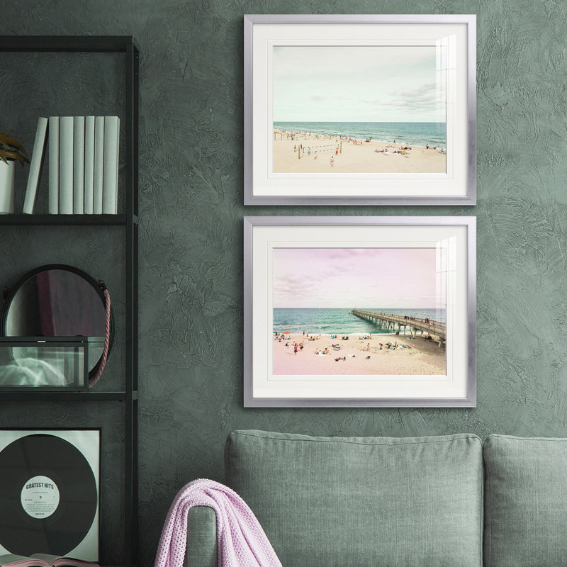 Reproduction de photo sur toile, Papier avec cadre argenté, Blanc mat