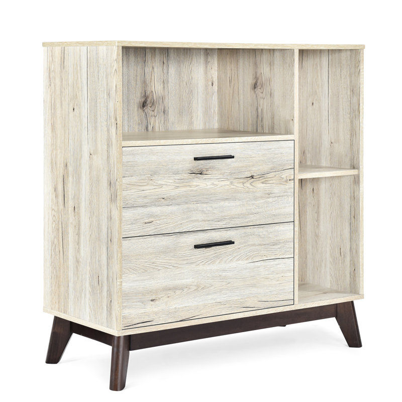 Armoire de rangement moderne Mid-Century avec extérieur en faux bois, l 34,91 po x P 15,96 po, H 37,62 po, pieds évasés
