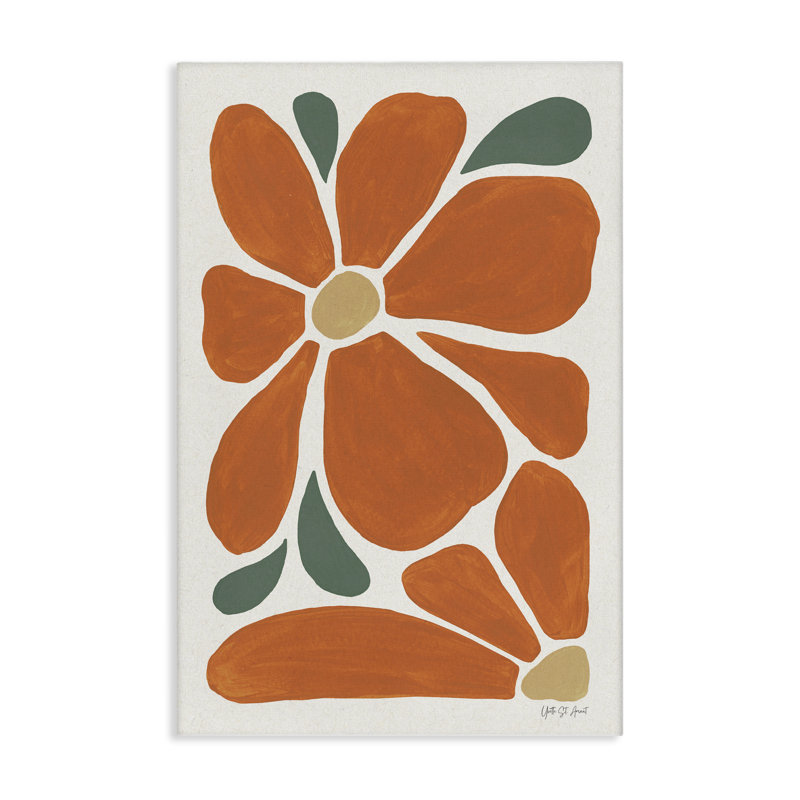 Art mural sur toile Minimal Mod Orange Flowers, design par Yvette St. Amant, H 24 po x l 16 po