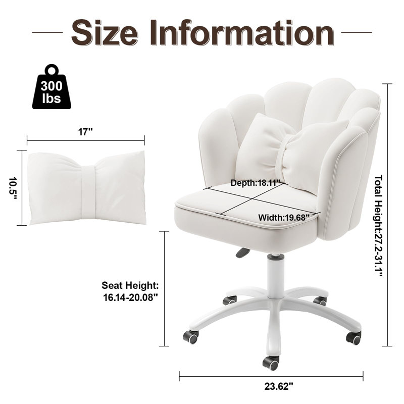 Blue Elephant Velvet Task Chair, White