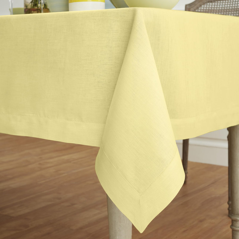 100% Pure Linen Tablecloth - Fete, Yellow, 144" L x 60" W