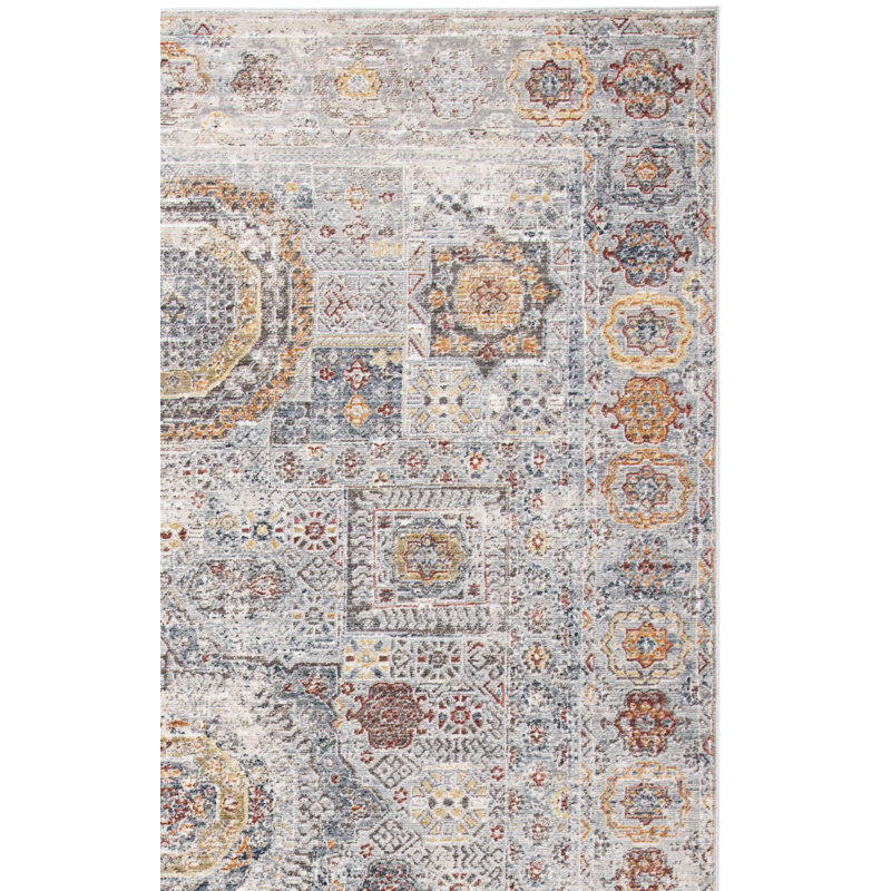 Tapis gris clair / doré en polyester tissé à la machine Lauren Ralph Lauren Darrell, Rectangle 4 pi x 6 pi