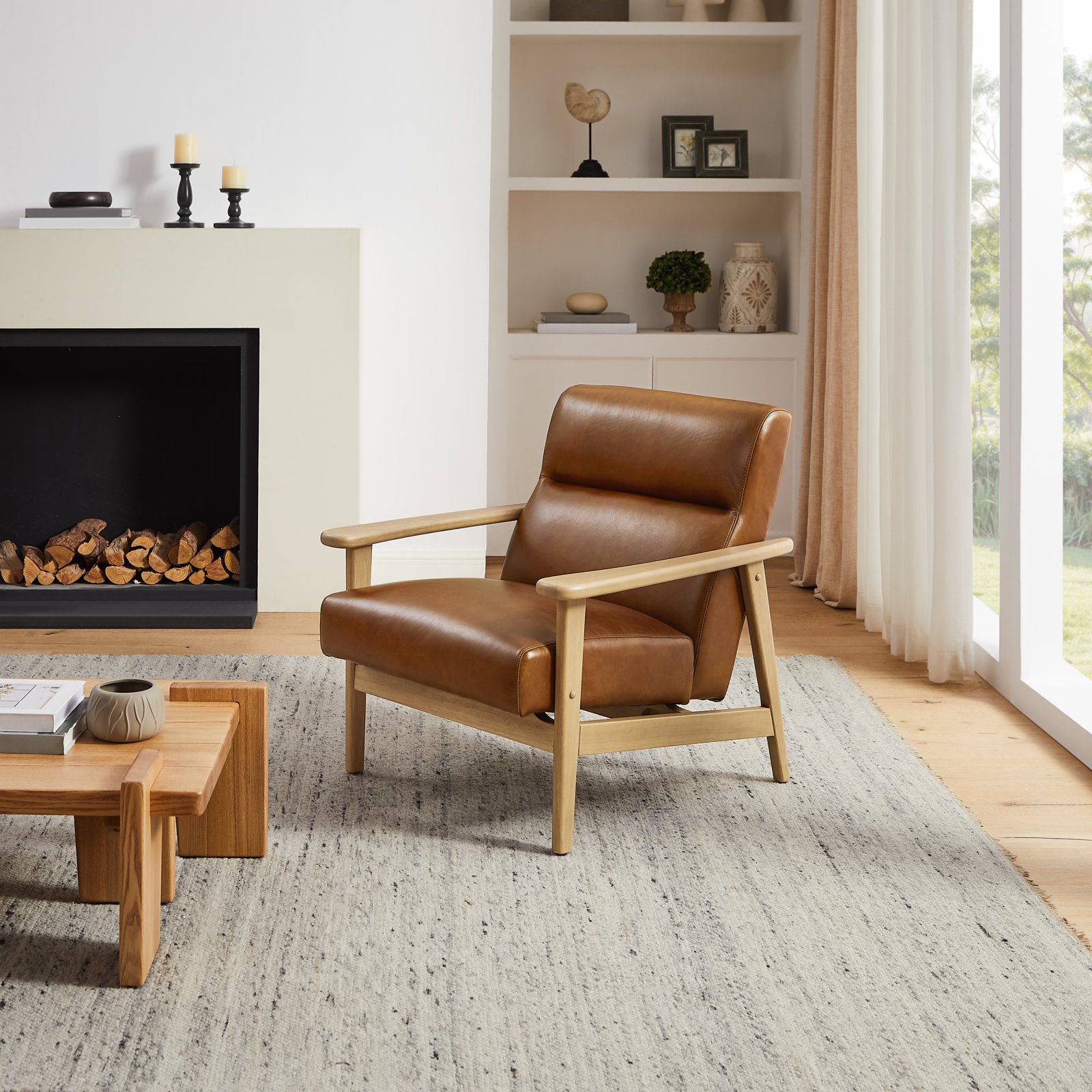 Genuine Leather Armchair, Coffee Genuine Leather