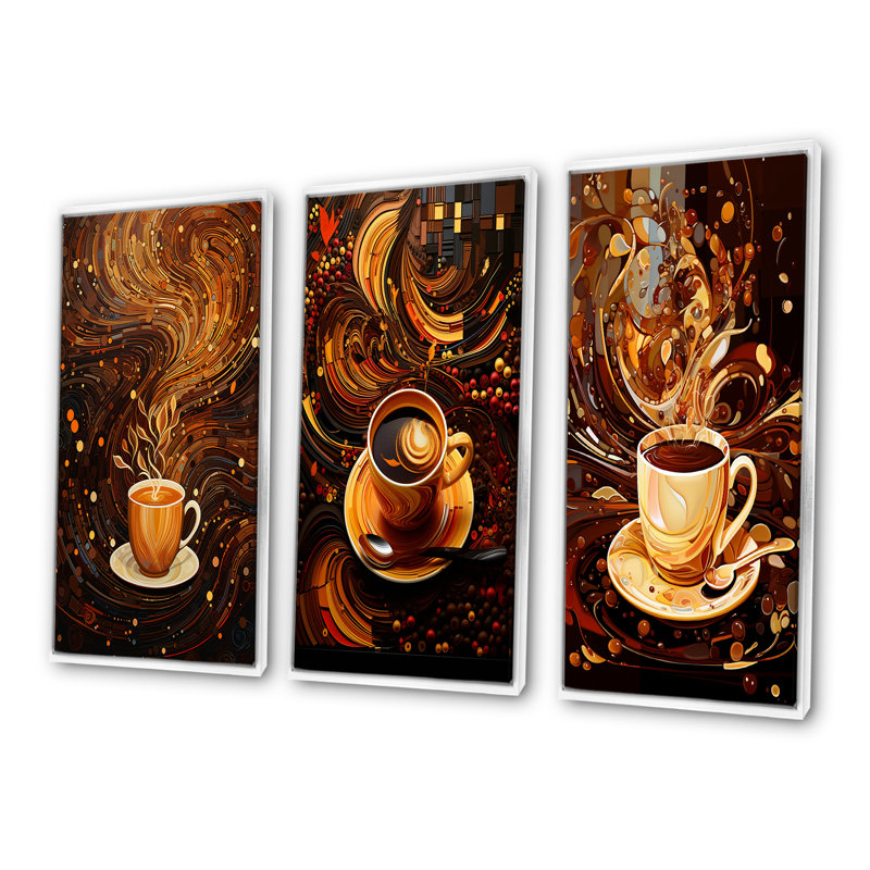 Coffee Dreamy Mug, 28" H x 36" W, White Floater Framed