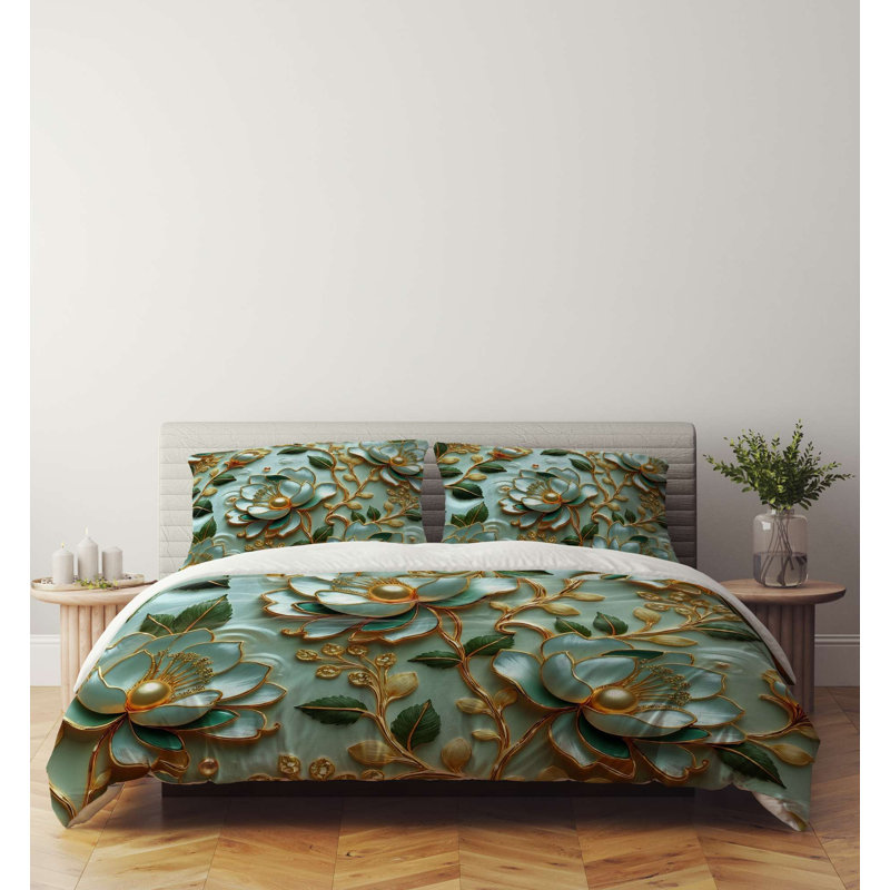 Elegant Single Quilt Cover Set, 100% Cotton Blend (70% Polyester / 30% Cotton), 53.1 x 78.7 inches | Includes 31.5 x 31.5 inch Pillowcase | Machine Washable, 120 Thread Count, Button Closure for Duvet, Stylish and Comfortable