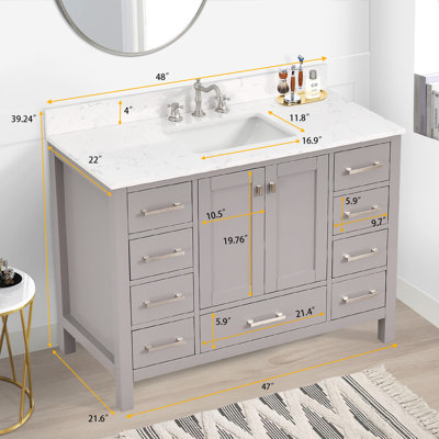 Yarimar 48'' Single Bathroom Vanity With Engineered Stone Top
