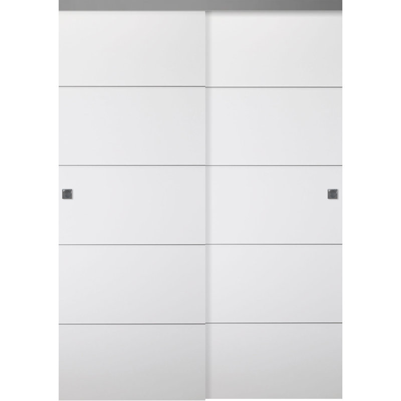 Portes coulissantes pré-finies à panneaux en bois manufacturé Optima 4H, 36 po x 80 po, Blanc