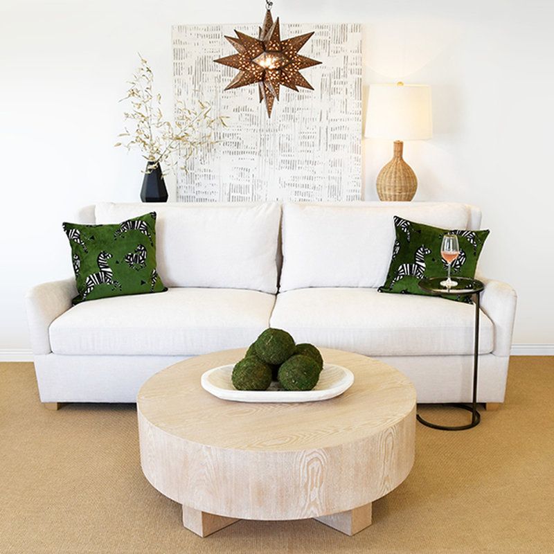 Kaleb 92.5'' White Velvet Upholstered Sofa