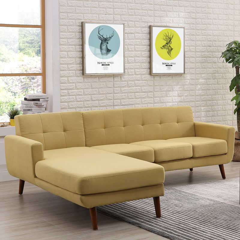 Barnet Upholstered L-Shaped Sectional, Left Hand Facing, Naples Yellow