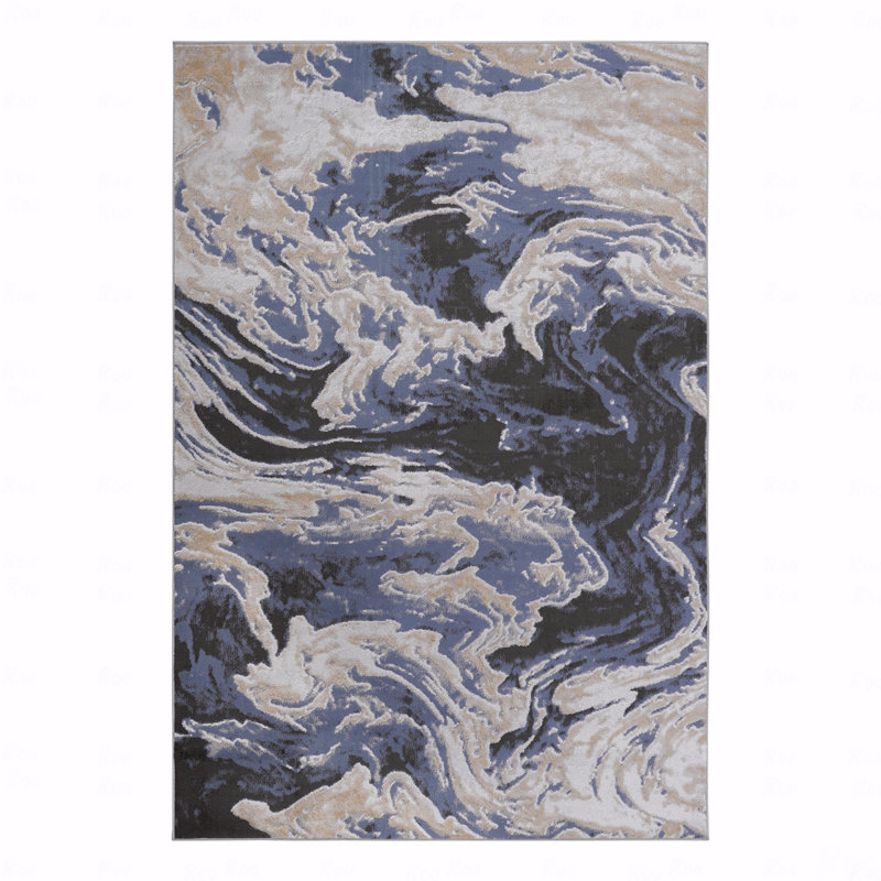 Tapis abstrait élégant et résistant aux taches, Rectangle 5 pi 3 po x 7 pi 6 po