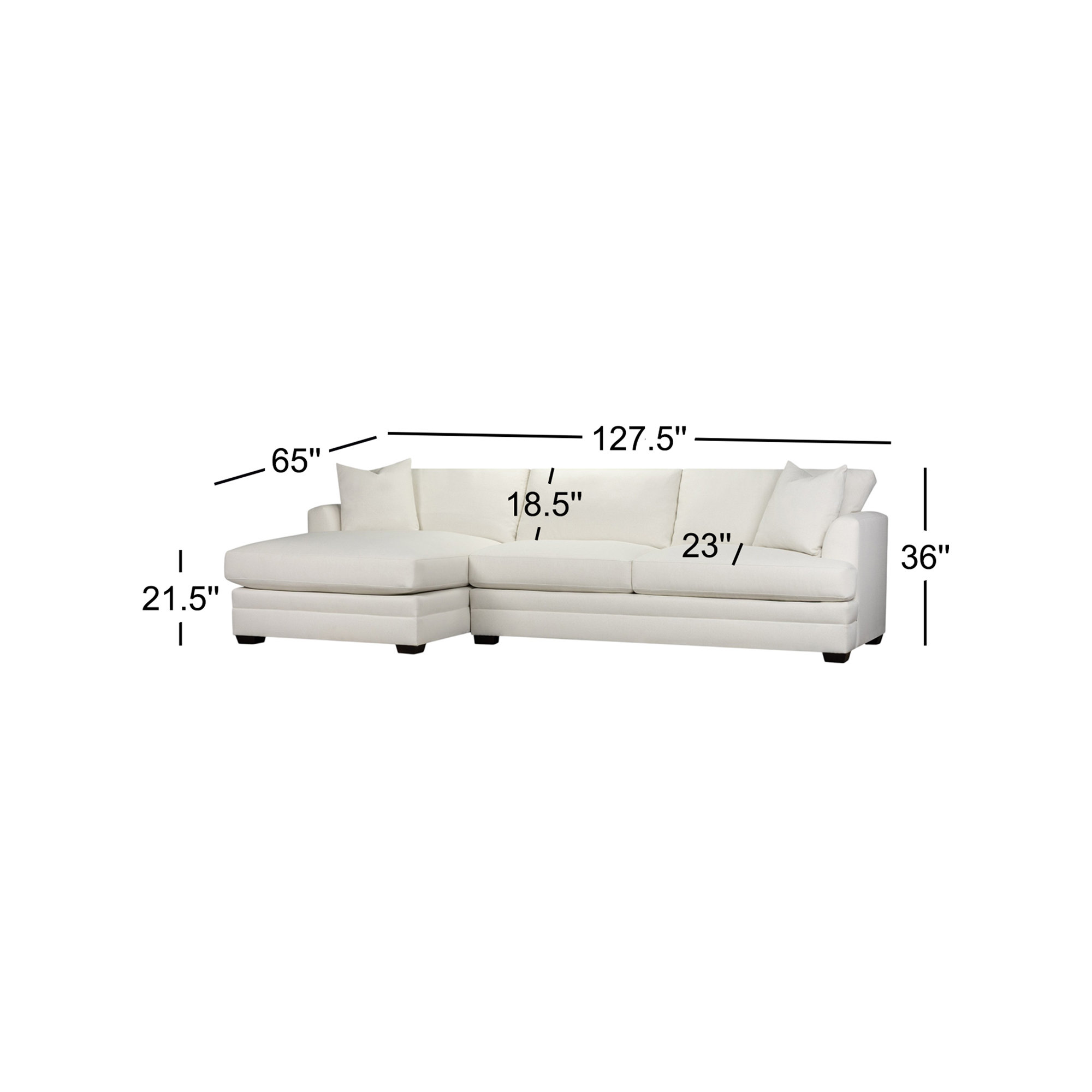Edan 2-Piece Upholstered Chaise Sectional, Left Hand Facing, Bayou Off White Canvas