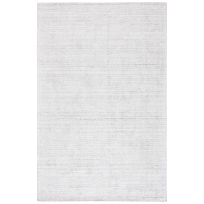 Abbie-Lei Hand Loomed Viscose/Cotton/Wool Solid Color Rug in Light Gray