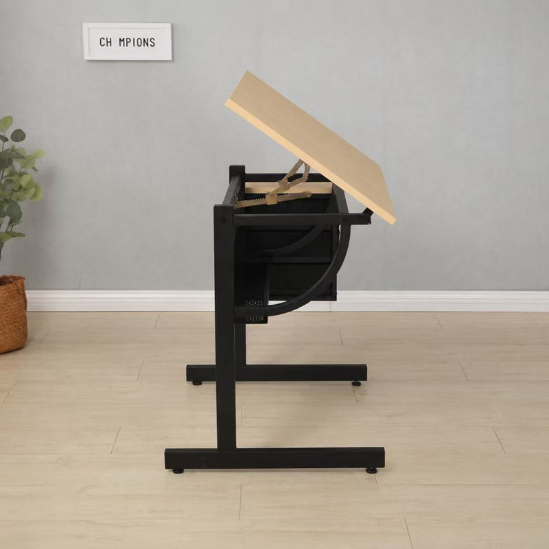 Maple tabletop  Adjustable drafting  drawing table for Crafting, Reading, Writing with stool and 3 Storage drawers