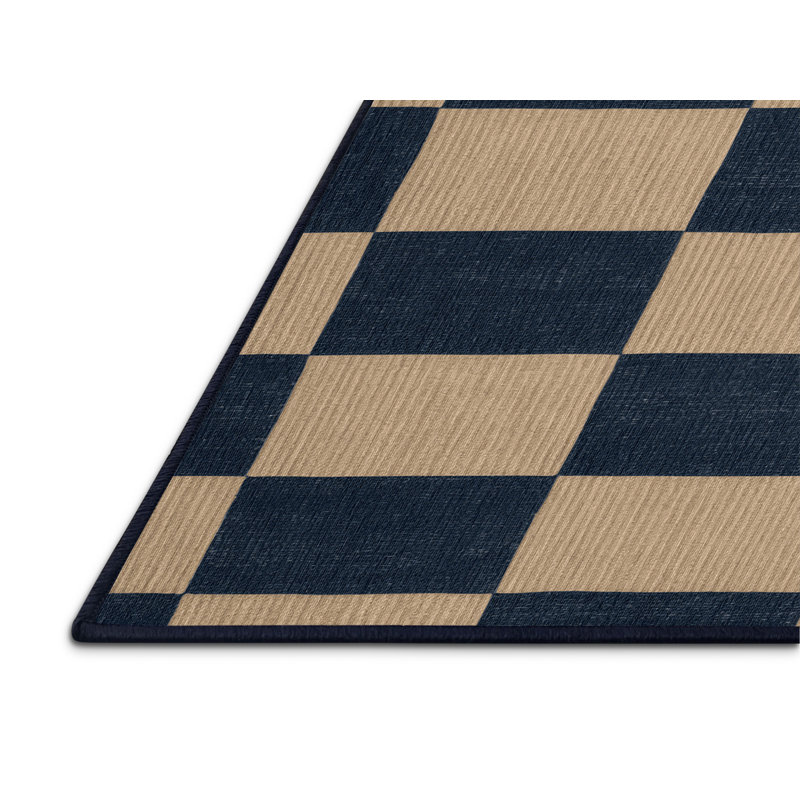 Machine Washable Checkered Gray Area Rug, Square 5'