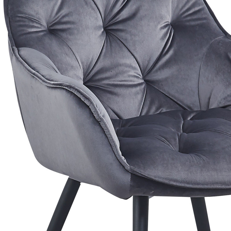 18'' H Tufted Velvet Armchair, Gray