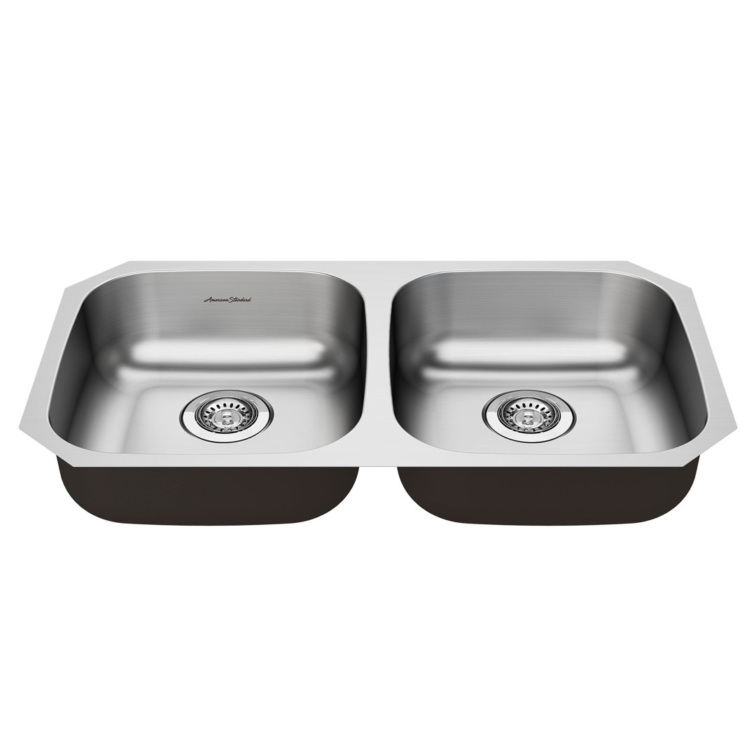 Portsmouth 32.25'' L Undermount Double Bowl Stainless Steel Kitchen Sink American Standard