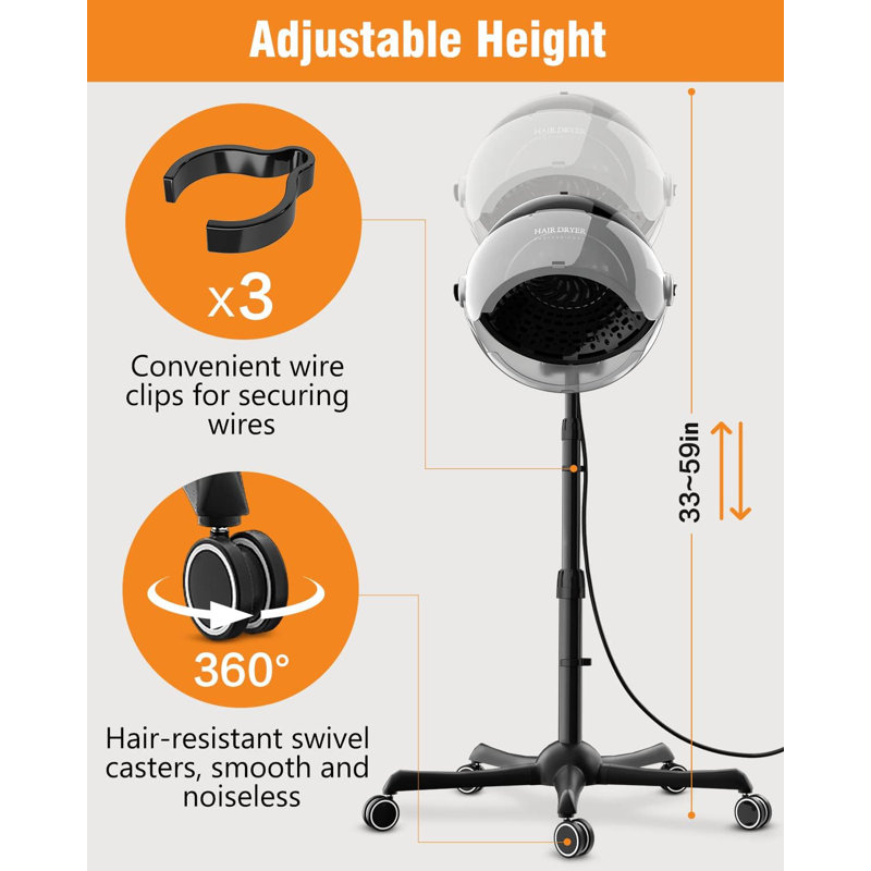 Freestanding Hair Dryer Ionic Hooded Dryer 1875w, Gray