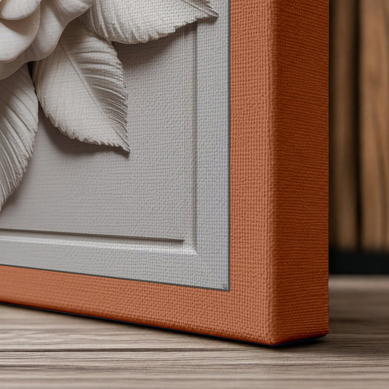 Sculptural Rose Botanical - Wrapped Canvas, 24x16 - 61.0 x 40.6 cm, Terracotta Border