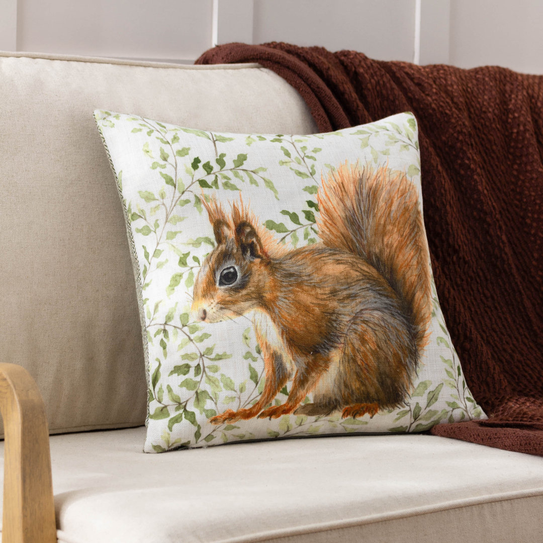 Shugborough Squirrel Floral Square Throw Cushion Cover