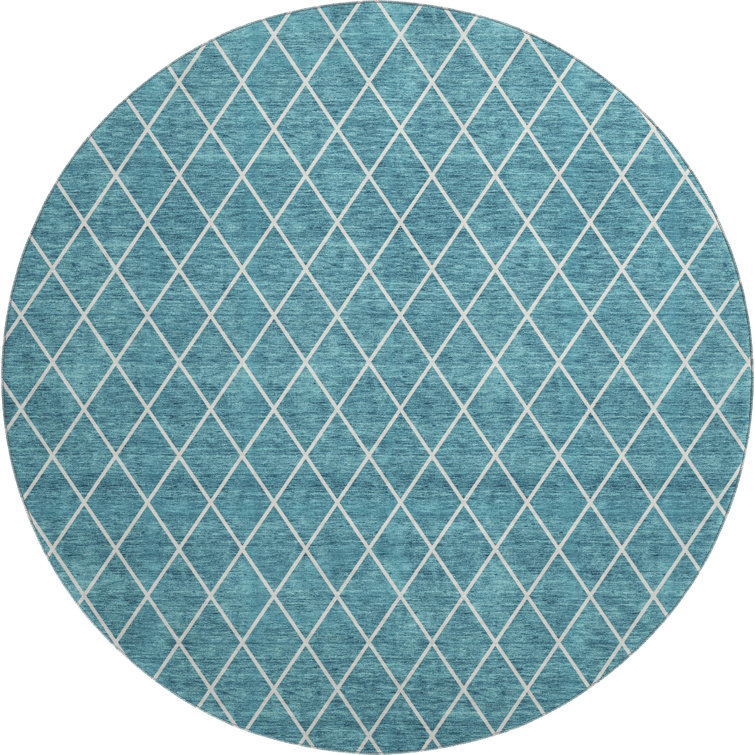 Premium Machine Washable Prisco Teal Rug