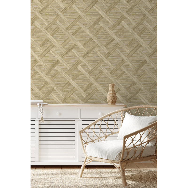 Surface Style Java Weave Geometric 18' L x 20.5" W Peel & Stick Wallpaper Roll, Shoreline