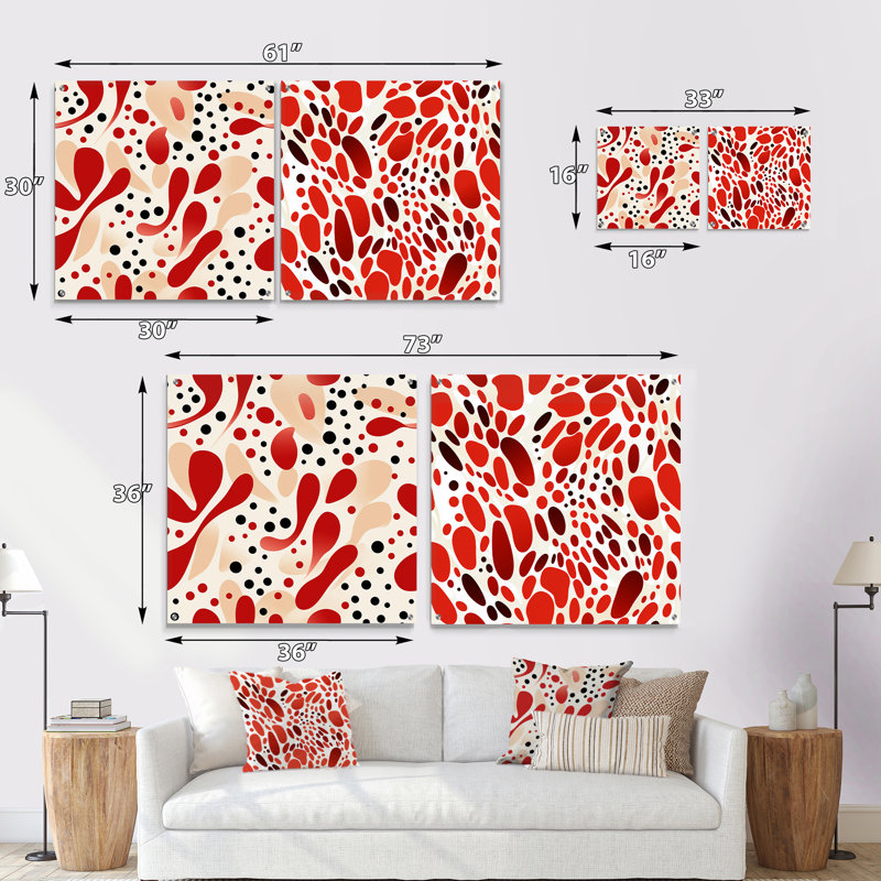 Cosmina - ensemble de 2 peintures murales abstraites en acrylique, H 30 po x l 61 po