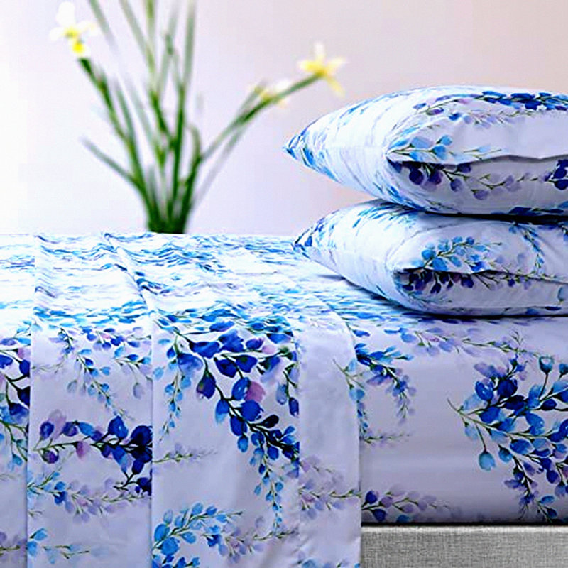 Luxury Blue Dream Queen Sheet Set - Deep Pocket, Oversized Flat, Printed Design - Soft, Cozy, Breathable Bedding for a Restful Sleep Experience