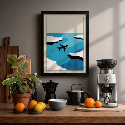 Airplane Above Clouds Modern - Framed Print