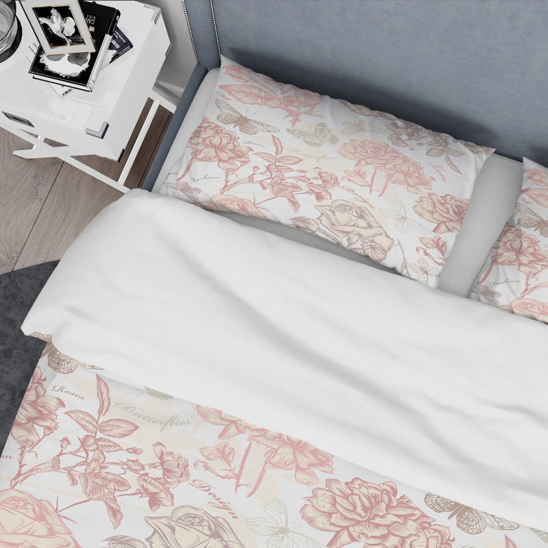 Papier peint Roses - Ensemble de housse de couette floral - Polyester microfibre