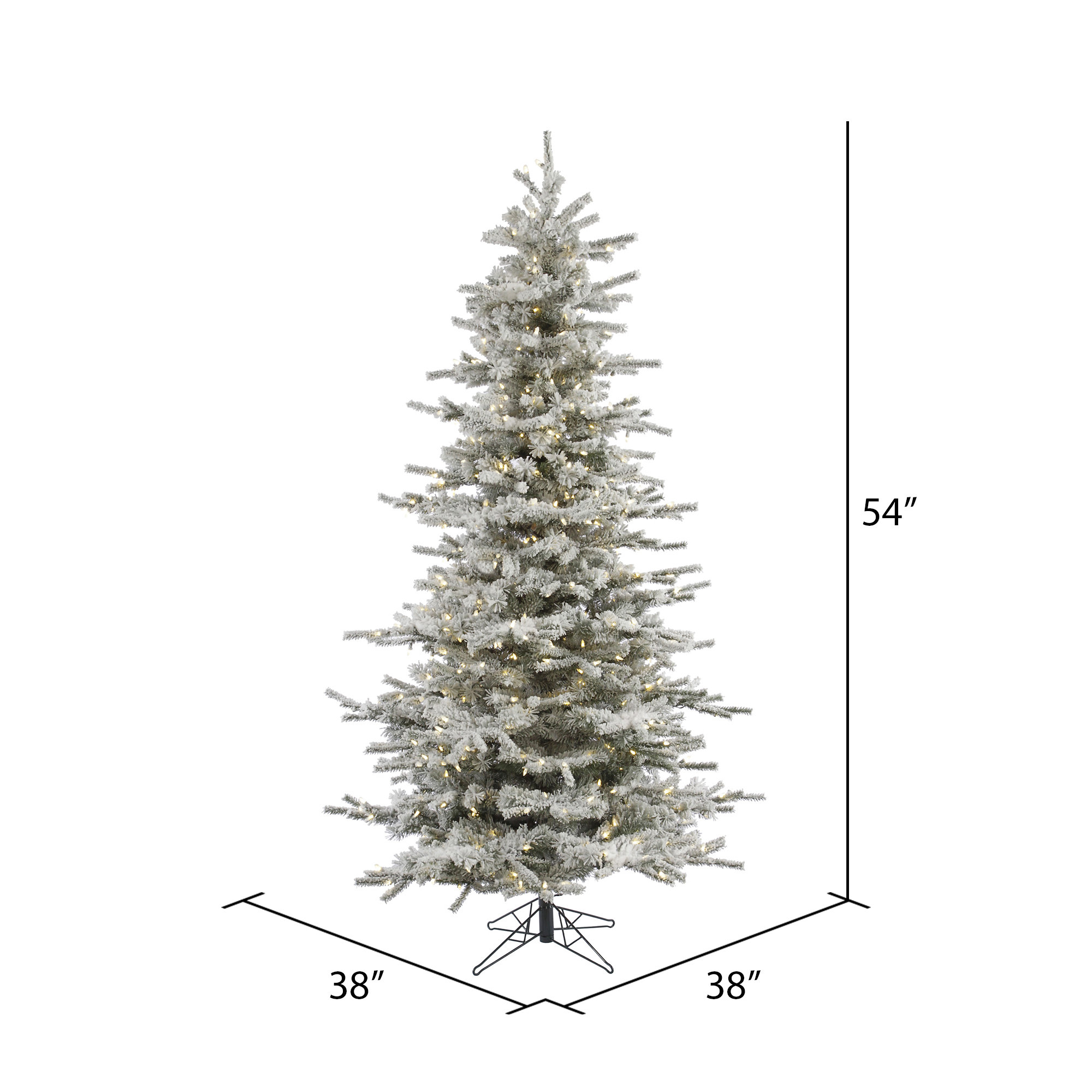 Flocked Modern Artificial Fir Christmas Tree Slim, 4.5' H