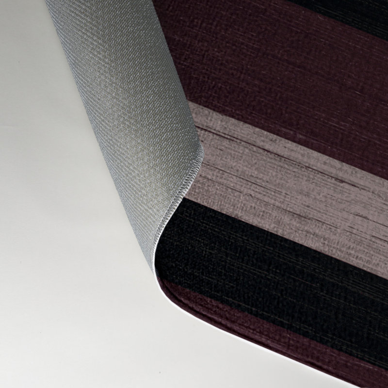 Tapis intérieur / extérieur noir HorizontalStripes, Rectangle 5 pi x 7 pi